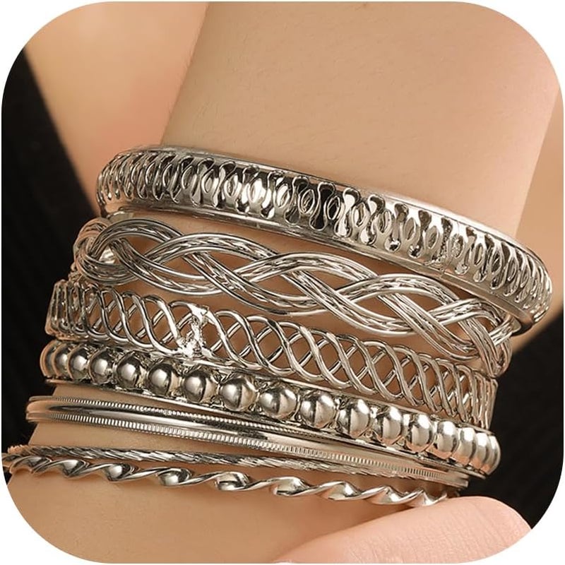 RINTOLER Store 16Pcs Gold Bangle Bracelets for Women - Multi Layer Stackable Textured Bracelets Boho Jewelrys Set. - Image 1